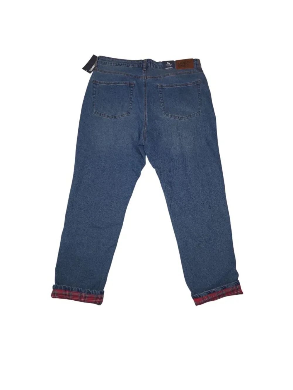 Lands End Flannel Lined Straight Leg Jeans Womens Size 16 Medium Wash